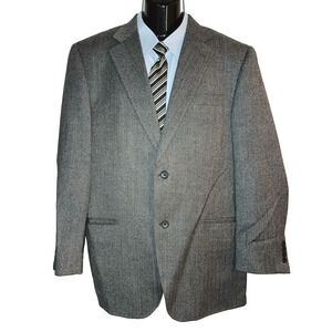 MC GREGOR Grey Herringbone 100% Wool Suit Jacket Blazer Size 42R M007